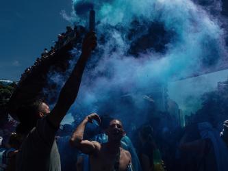 Blue Flares Painting the Party