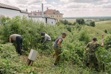 Theologians. Cutting down the slope near the monastery.